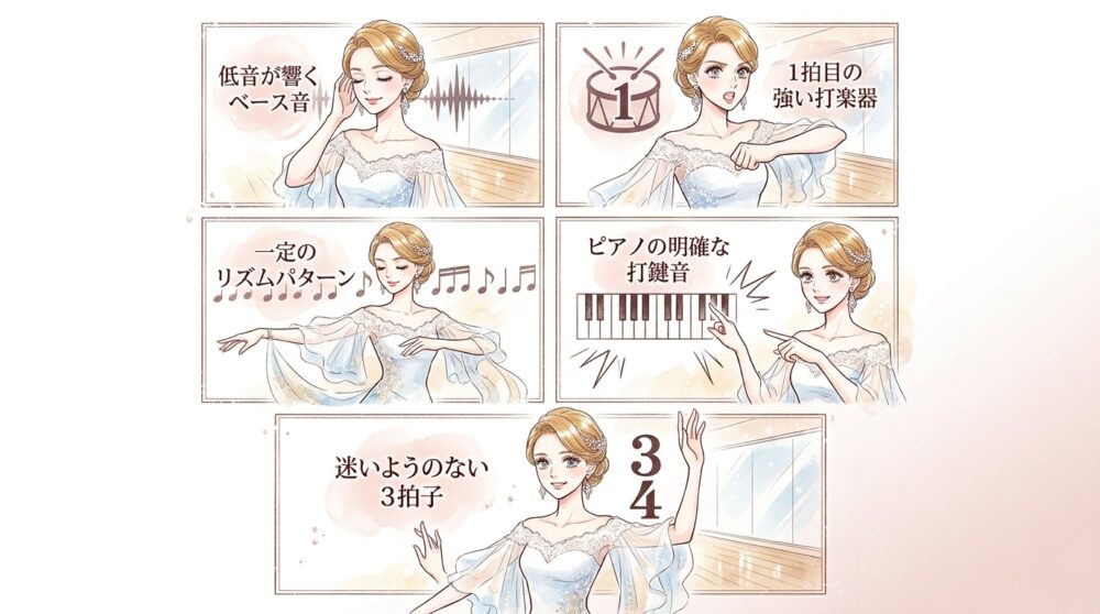 1拍目のアクセントが埋もれて聞こえない