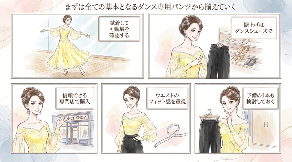 まずは全ての基本となるダンス専用パンツから揃えていく
