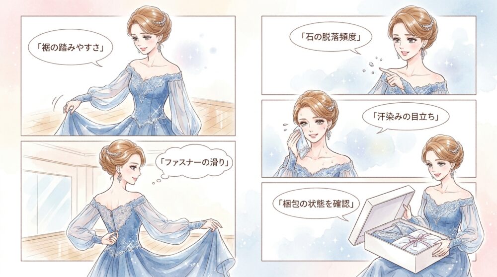 カスタマーレビューから踊った時の裾の広がりと石落ちのリアルな評判を読み解く