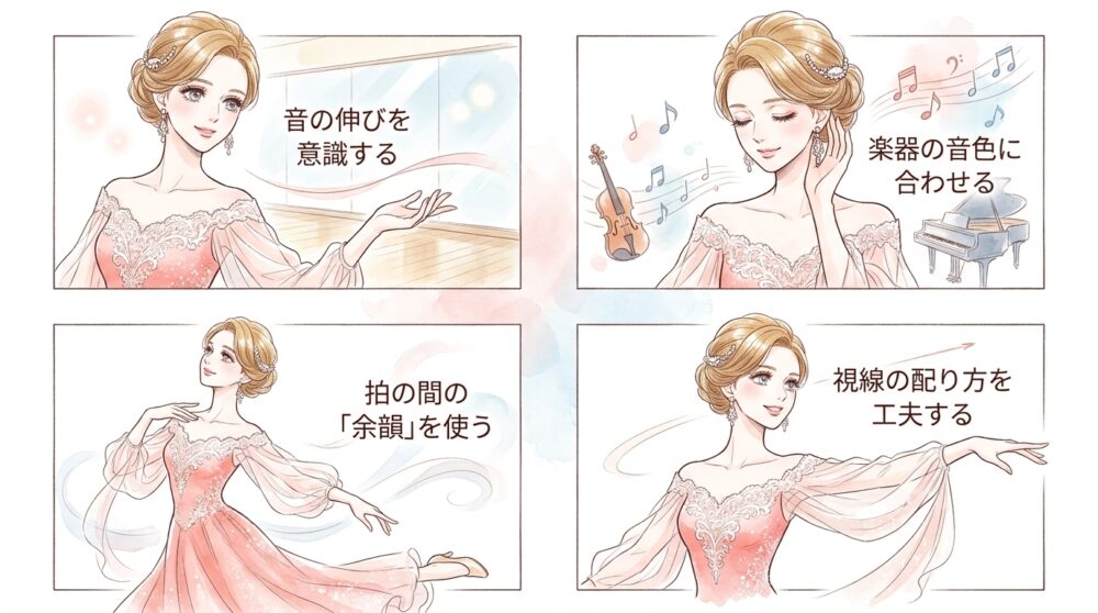 メロディーの強弱をステップの緩急に繋げていく