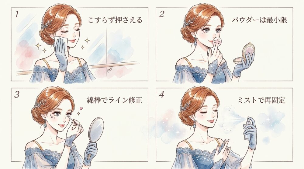 休憩中のリタッチは「足す」のではなく「抑える」に徹する