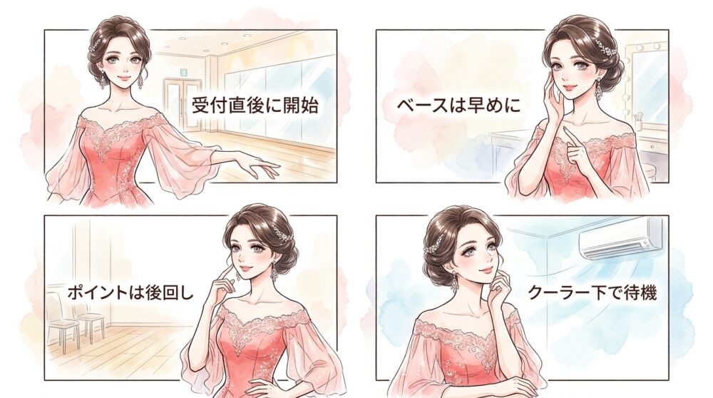出番の数時間前から逆算して肌を落ち着かせておく