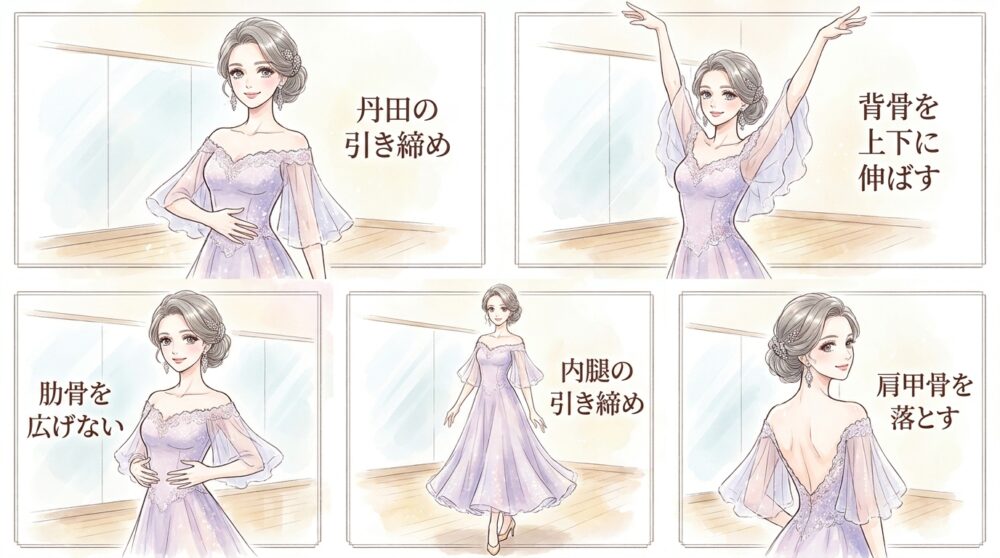 前後左右へのバランスを崩さない軸の作り方を身につける
