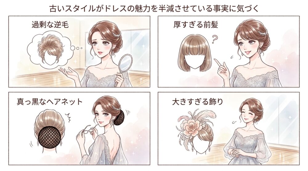 古いスタイルがドレスの魅力を半減させている事実に気づく