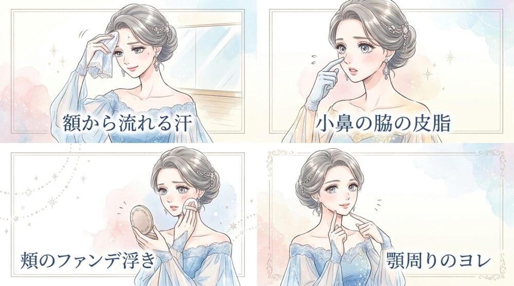 汗と皮脂が混ざり合ってファンデーションを浮かせてしまう