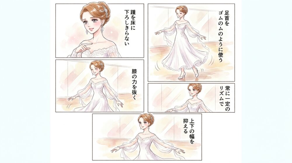 膝の屈伸ではなく足首のバネを意識する