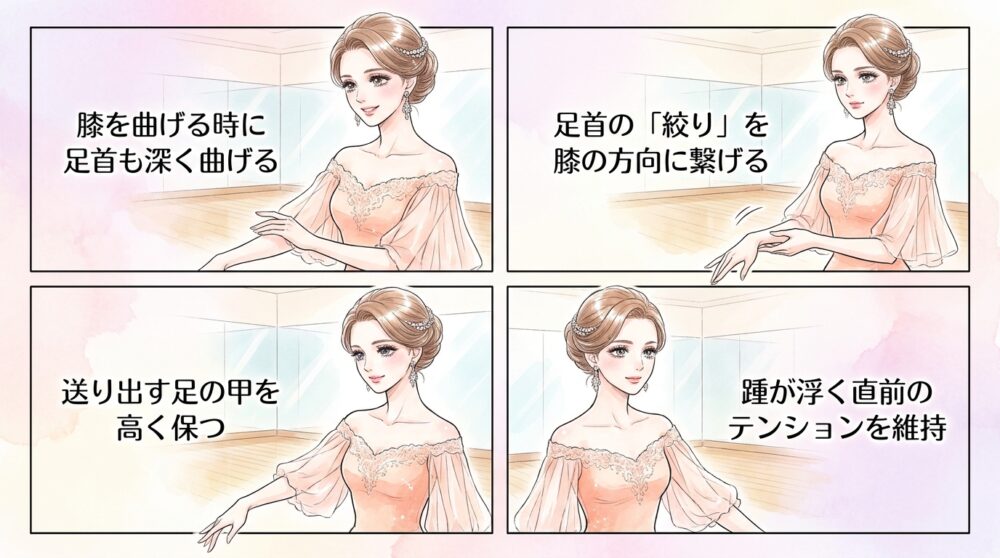 膝の送り出しと足首の固定が噛み合っていない