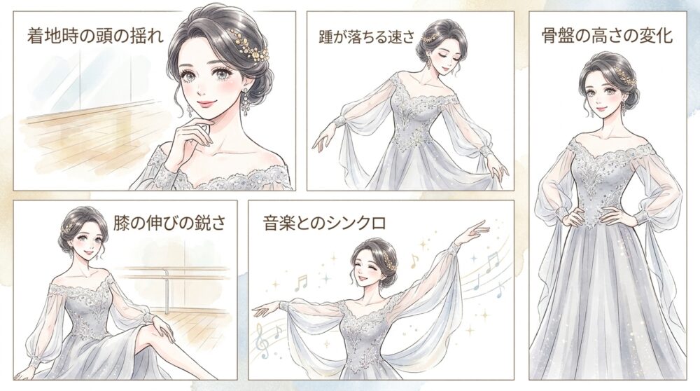 自分のダンス動画を見直して重心のズレを修正していく