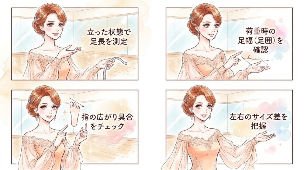 荷重をかけた際の足の広がりを正確に測定していく