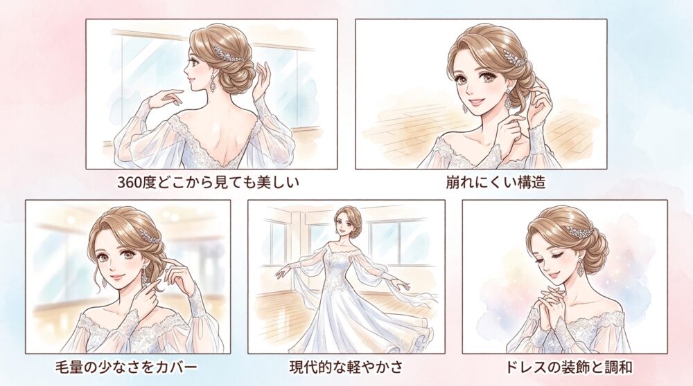 躍動感を強調する多層的なシニヨンで差をつける