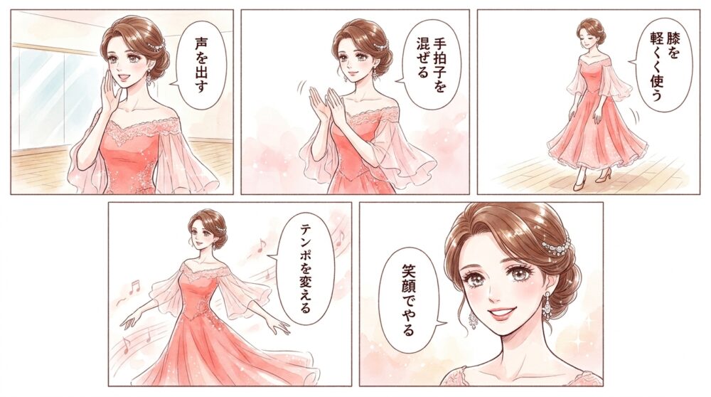 SSQQのカウントを口に出しながら体でリズムを刻んでいく
