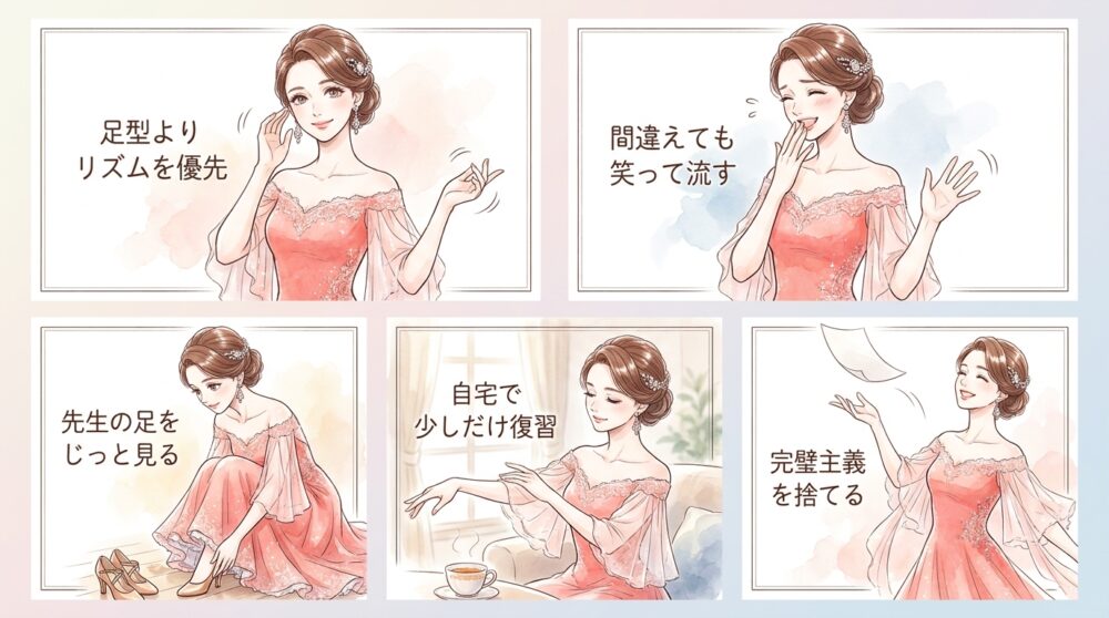 ステップが覚えられなくても音楽を楽しめれば合格だ