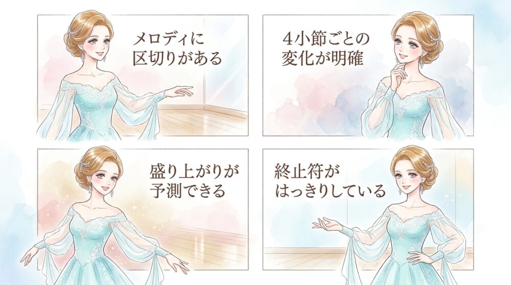 テンポの速さよりもフレーズの区切りが明確だと踊りやすくなる