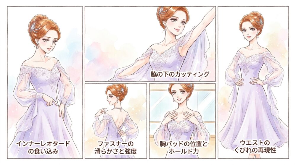 ボディのフィット感がトップの伸びやかさを支えている