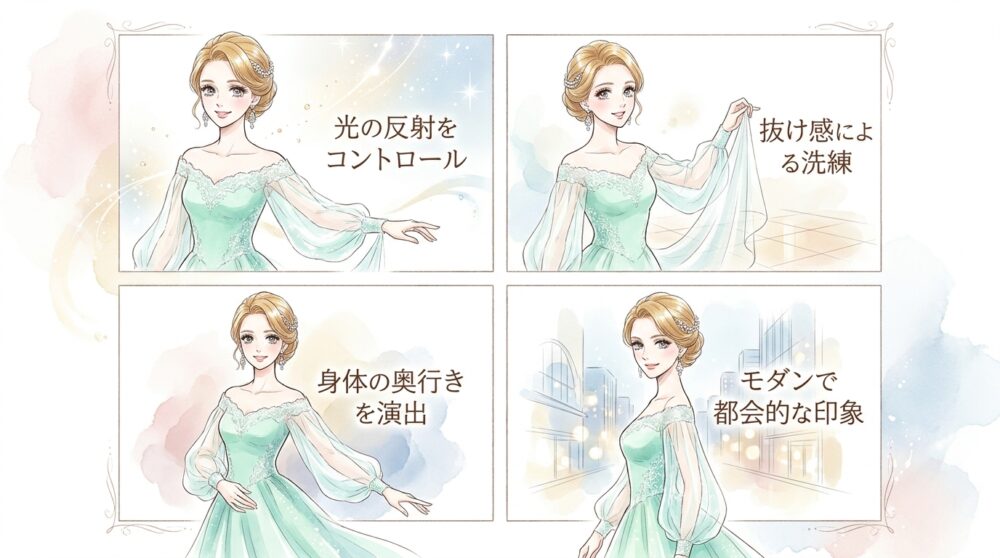 メタリック素材とシアー素材のハイブリッド