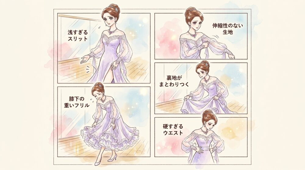 ラテンなら脚のラインを美しく見せるスリットが欠かせない