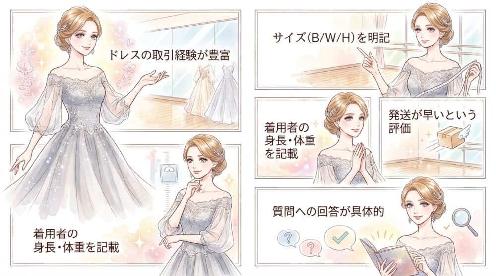 出品者の評価や過去の取引実績から信頼性を確かめる