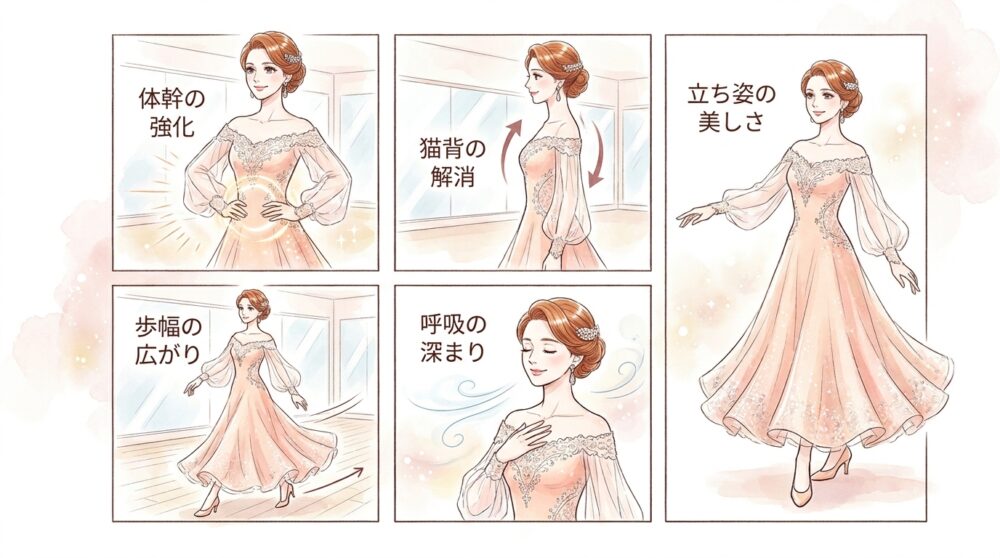 姿勢が良くなり実年齢よりも若々しい印象に変わる