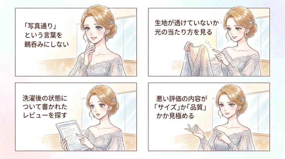 実際の購入者が投稿している着用写真から丈感を判断できる