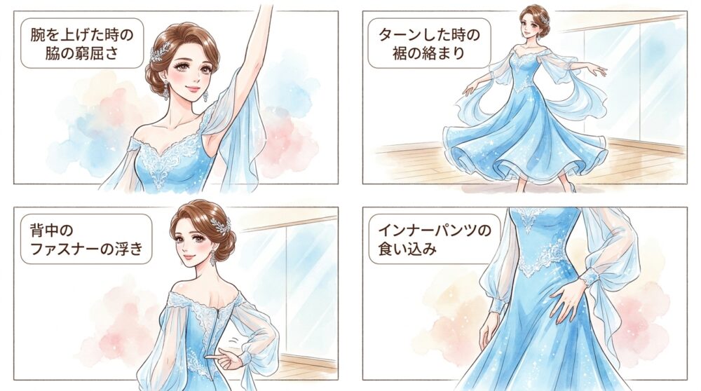 届いた直後に試着して腕の可動域を確認する