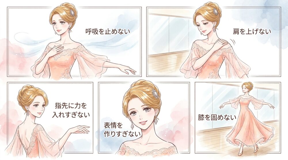 感情を込めようとするほど全身の動きが硬くなっている