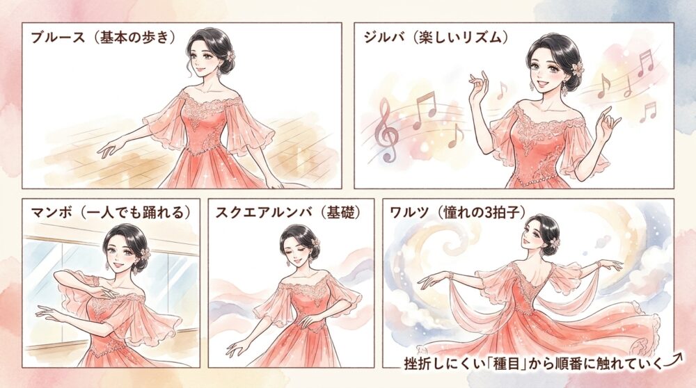 挫折しにくい「種目」から順番に触れていく