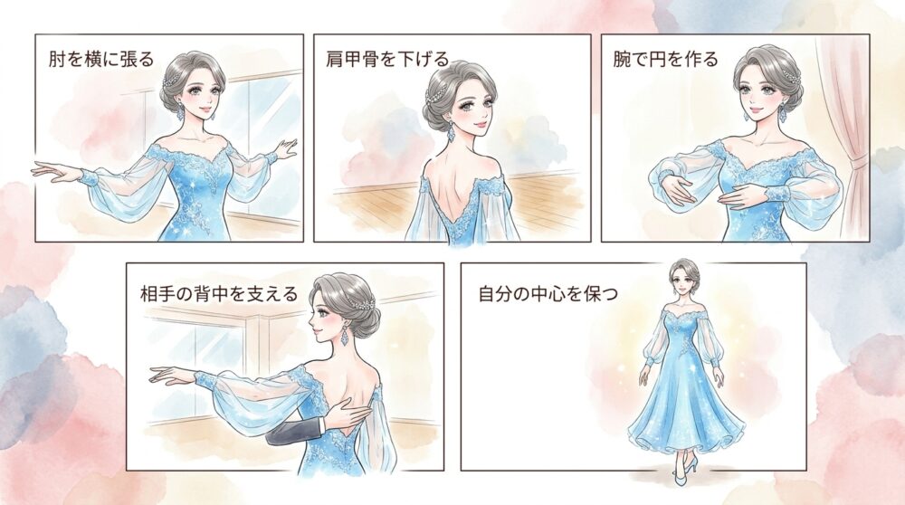 相手とのちょうどいい距離感を保てるホールドの形を作る