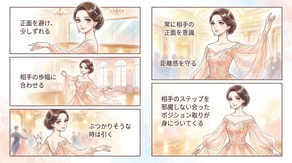 相手のステップを邪魔しない合ったポジション取りが身についてくる