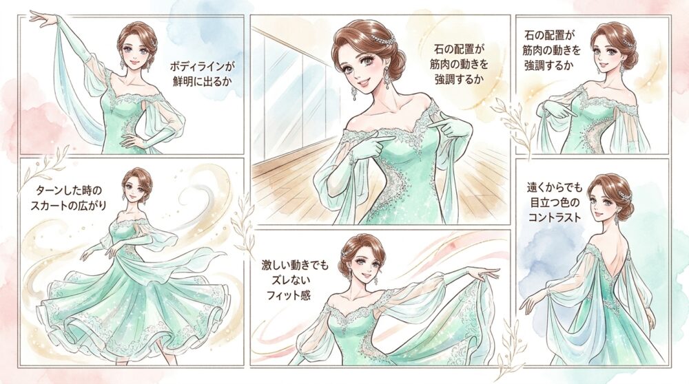 競技会でジャッジの目を引くためのシルエットを意識する
