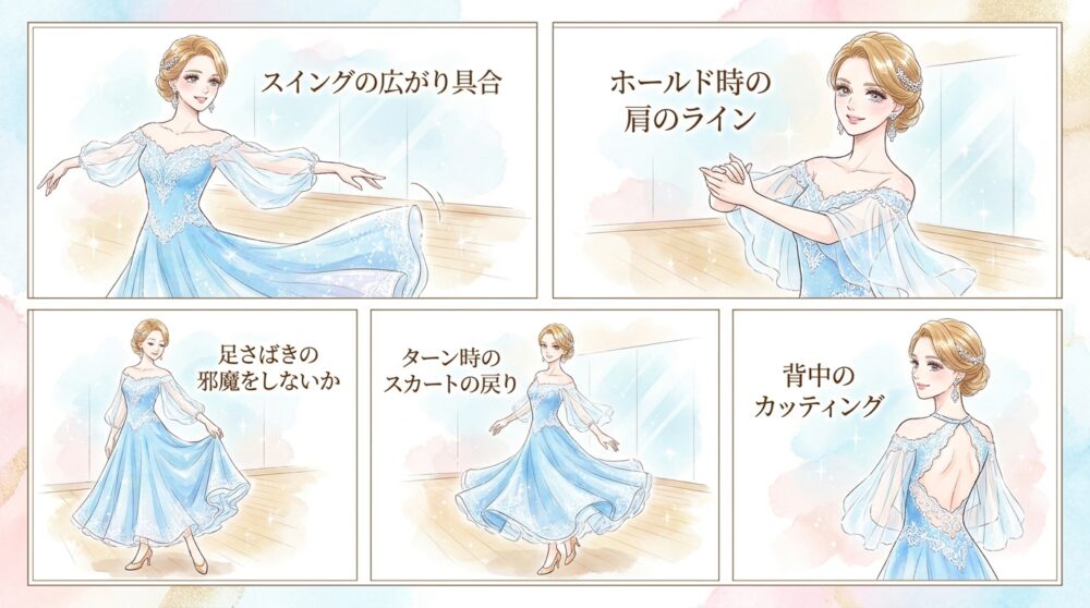 自分の得意なステップが最も美しく見えるカットを確認する