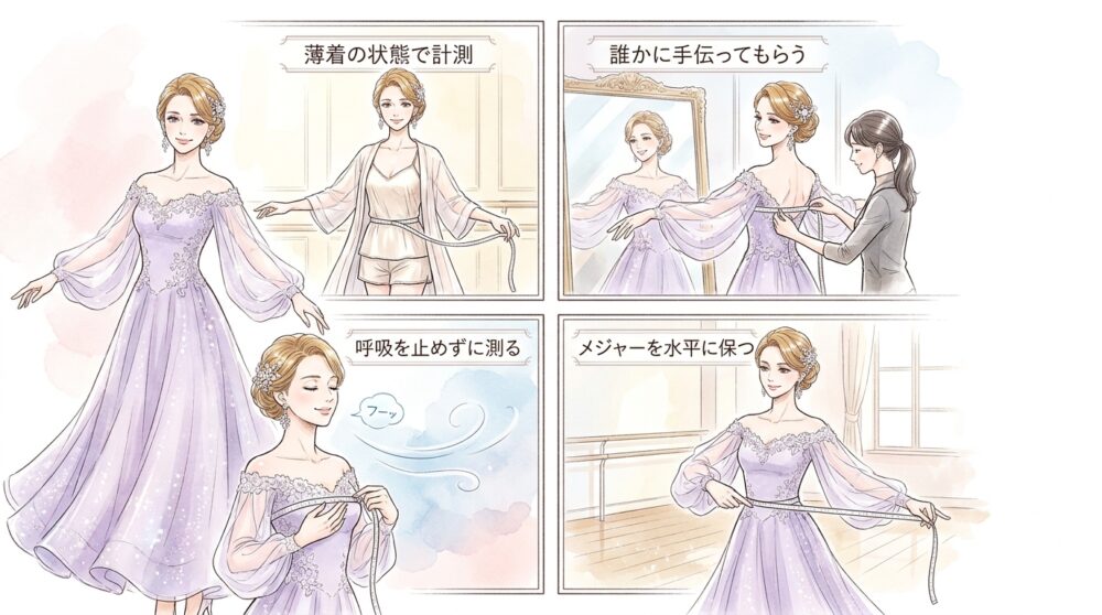 自分の正確なスリーサイズを事前に測定しておく
