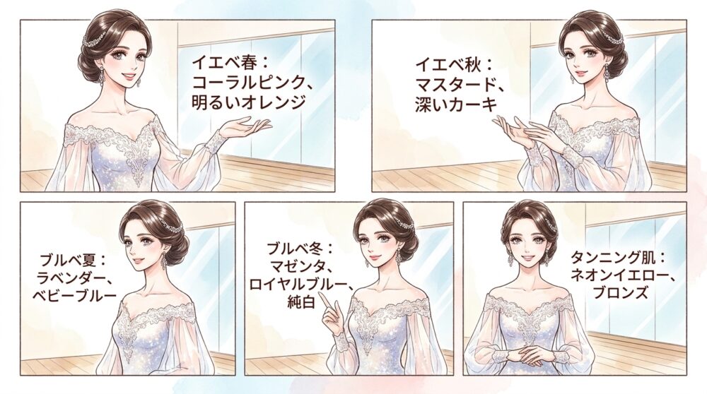 自分の肌の色を最も美しく見せるカラー診断を取り入れる