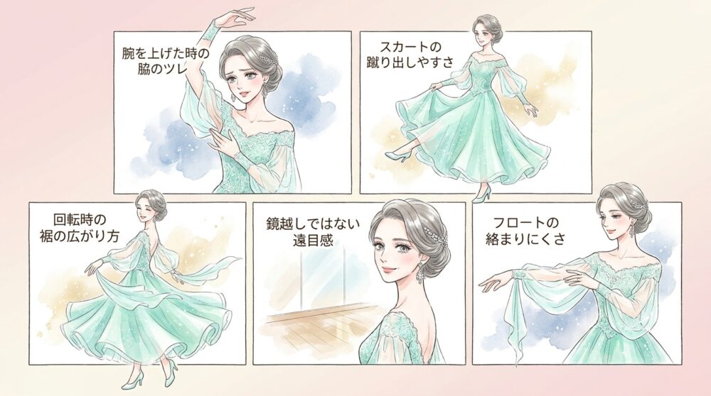 試着したときと実際に踊ったときの見え方が食い違っている