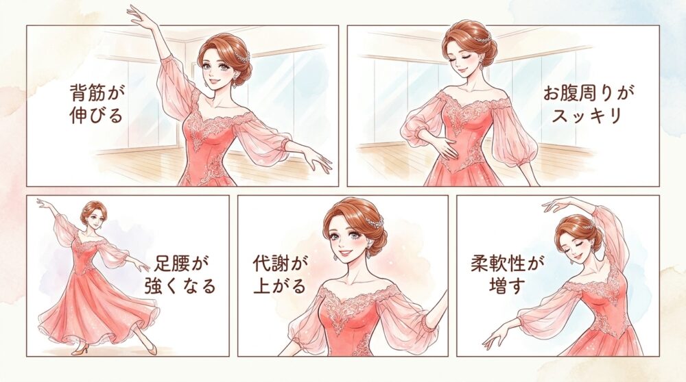 運動不足が解消されて体型が引き締まってくる
