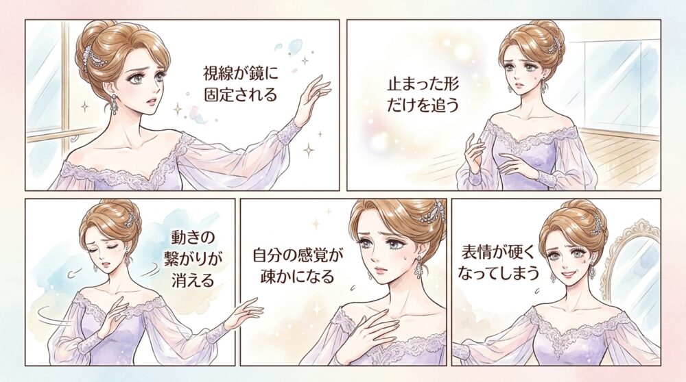鏡で見ている自分とフロアで動いている自分には差がある