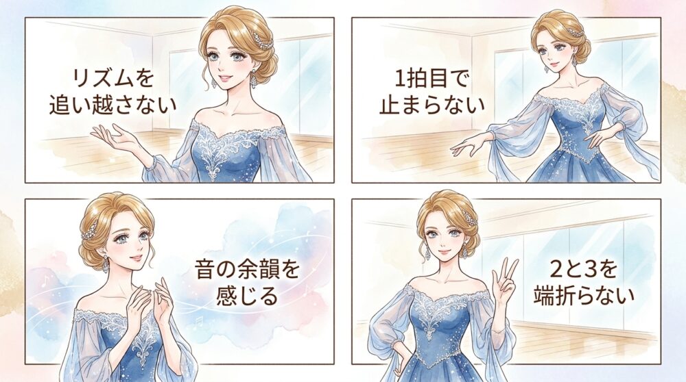 音楽を流しながら1歩目の踏み込みを徹底する